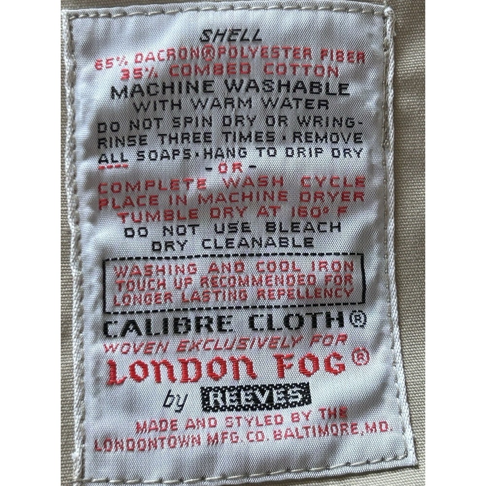 London Fog Mens Jacket Tan Zip Front Sz 40 Reg. - Picture 5 of 5